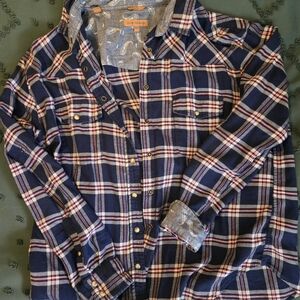 JACHS Girlfriend Navy & Red Plaid Flannel Button Down Shirt XXL